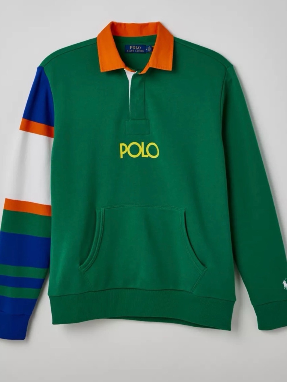 Polo Ralph Lauren Green Rugby Shirt with Orange Collar